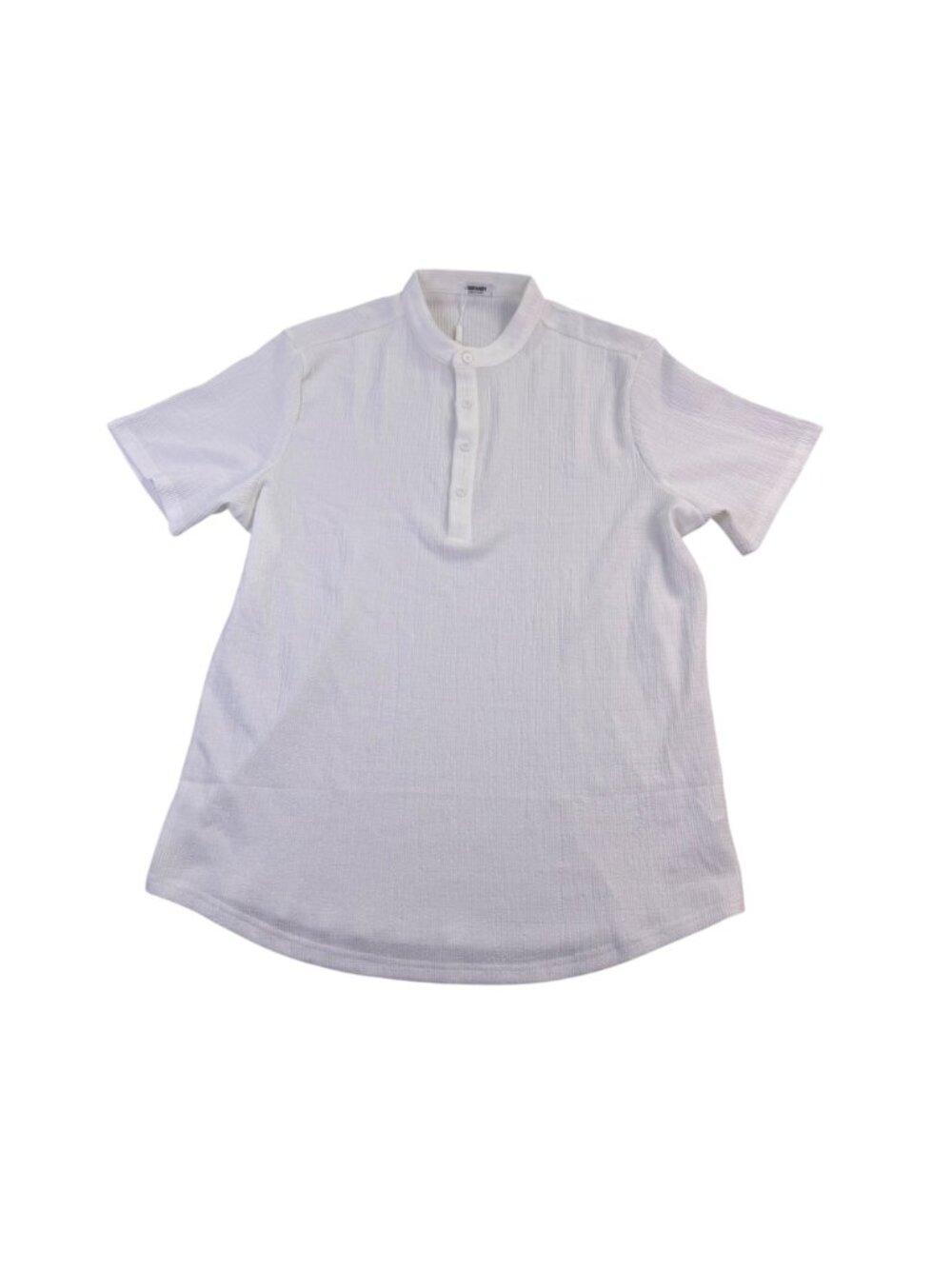Coofandy Men White  Short Sleeve Stand Collar Shirt Size L - Picture 2 of 6
